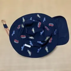 Petit Main 車刺繍 帽子 ネイビー　日除け付き50cmのサムネイル