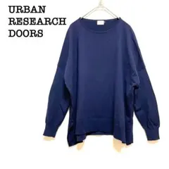 アーバンリサーチドアーズ　ニット　ネイビー　【Ｆ】　長袖　スリット　クルーネック