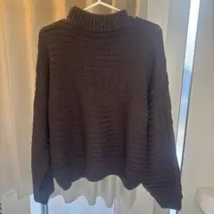 ケーブルニットセーター ダークブラウン フリーサイズ
