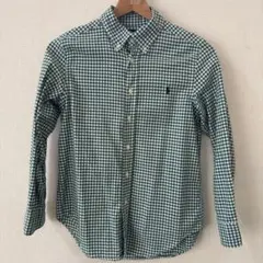 Ralph Lauren グリーンチェック長袖シャツ M(10-12)