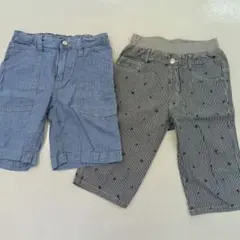 デニム風・ストライプ半ズボン2点セット