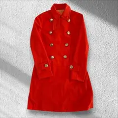 【Bon Sens】銀ボタン✨鮮やかレッド トレンチコート 36 美【F110】