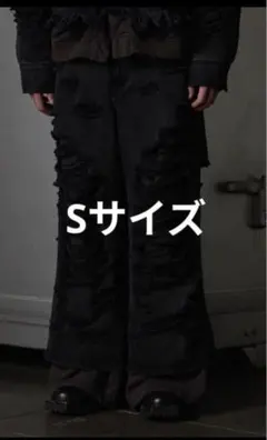 GRANCY】スウェットドッキングデザインダメージバギーデニムパンツ S