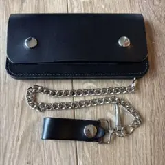 黒 ヌメ革 トラッカーウォレット 3層 シルバー - メルカリ