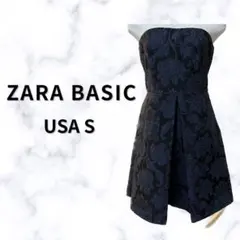 ✨美品✨ ZARA ザラ US S ベアトップワンピース ドレス Aライン 紺