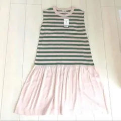 ユニクロ　UNIQLO　U　ボーダーコンビネーション　ギャザーワンピース