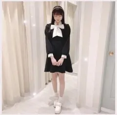 evelyn エブリン リボンタックワンピース ブラック