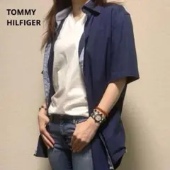 【TOMMY HILFIGER】ポロシャツ メンズ 古着 半袖 紺