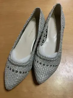 未使用 オリエンタルトラフィック メッシュフラットパンプス シルバー 24.5