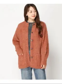 ブラッシュラメオーバー JEANASIS ジーナシス カーディガン オレンジ