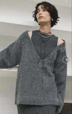 重ね着風コンビネーションニット