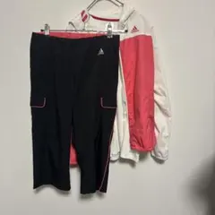 adidas パーカーパンツTシャツ3点セットM Lホワイト/ピンク/ブラック