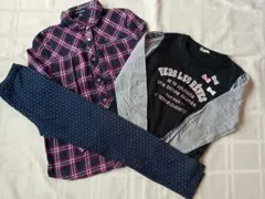 150 ポンポネット　シャツ　ハッシュアッシュ　ユニクロ　タイツ　長袖　チェック