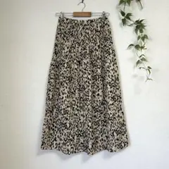 美品 フリーズマート レオパード柄プリーツスカート ロング 豹柄 総柄 【F】
