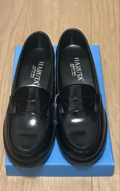 HARUTA ブラック ヒールアップローファー