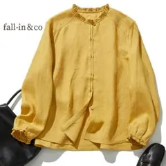 fall-in＆co／ハンドメイド リネン100%フリル襟ブラウスマスタード長袖のサムネイル