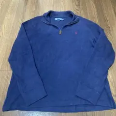 90sポロ ラルフローレン ネイビー ハーフジップ ニット スウェット L