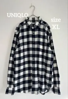 UNIQLO ユニクロ フランネルチェックシャツ XL ネイビー系 メンズ 長袖