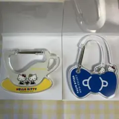 ハローキティ　珈琲館　オリジナルアクリルカラビナ　黄色、青色　2点セット