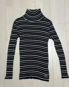 MARY QUANT ストライプ タートルネック ニット