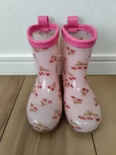 キッズ用　チェリー柄レインシューズ ピンク