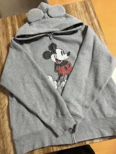 ミッキーマウス 耳付きフード パーカー 裏起毛　Ｌサイズ