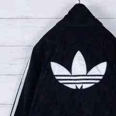 アディダス バック総レース トラックジャケット トレフォイルロゴ 花 黒100L