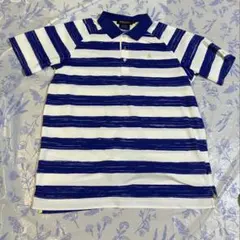 le coq sportif ポロシャツ　ボーダー　ゴルフウェアブルーサイズLLのサムネイル