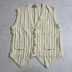 EL MIDAS ニットベスト ケーブル編み アイボリー M（B992）