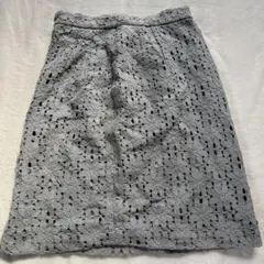 花柄スカート　ミニスカート　膝丈　ブルー　グレーブルー　日本製