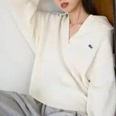 snidel Lacoste スキッパーニットプルオーバー　ピンク SNIDEL×LacosteスキッパーニットプルオーバーGRY - メルカリ