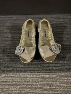 miu miu ビジュー フラットシューズ　オープントゥ　36/23センチ