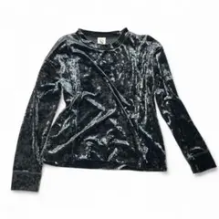 新品タグ付き RNA ベルベット クルーネックトップス ブラック 光沢感