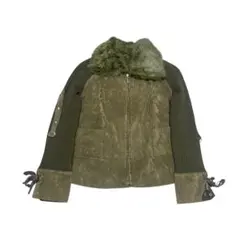 平成ギャル y2k グランジ　ファー付き　スエードリブニット　ダークコア