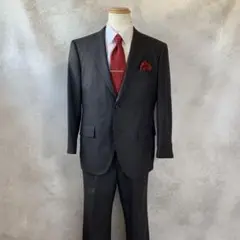 DORMEUIL ダークグレー　ピンストライプ　スーツセット 総裏　BB4