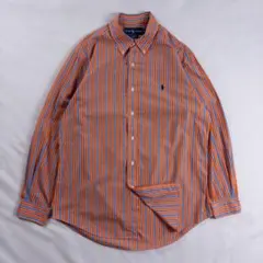 ビンテージ古着 ラルフローレン ボタンダウン 刺繍 ロゴ ストライプ シャツ