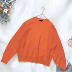 《UNIQLO》 長袖ニットセーター L オレンジ/橙 オーバーサイズ