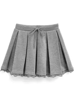 インパン裏地付きレーススウェットプリーツミニスカート[ai148] グレー　S