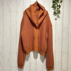 【ダズリン】ざっくり編み ボリュームタートルニット　Fサイズ　オレンジ系
