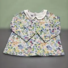 花柄 襟付きスウェットトップス