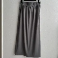 GU / リブナロースリットロングスカート M グレー