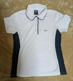 Nike ボタン　襟付きレディース　テニスウェアホワイト/ネイビー