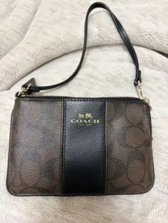 美品　コーチ　COACH ブラウン ポーチ　シグネチャー