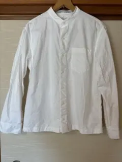 無印　洗いざらしオックススタンドカラー長袖シャツ