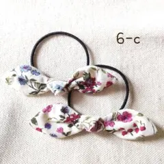 handmade＊リボン  ヘアゴム（）リバティ風花柄  白×ピンク