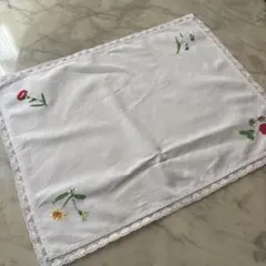 フランス　アンティーク　ヴィンテージ　クロス　お花刺繍
