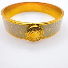 B*G様 COACH】ゴールド×ホワイト ロゴ柄ヒンジバングル 内径17cm ブ
