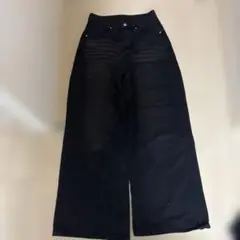 GRLブラック ワイドレッグ デニムパンツ