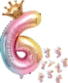 誕生日 バルーン 数字 パーティー 飾り風船 32インチ 虹色6