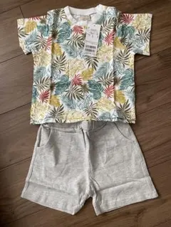 【新品】petit main リーフ柄 Tシャツ ショートパンツ セット